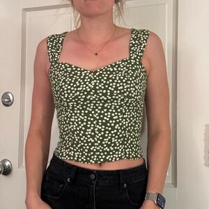 Reformation Strada Polka Dot Sleeveless Top - Green and White Size 4